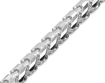 18k White Gold Franco Chain Diamond Cut Italian Solid Gold Necklace 1MM-5MM