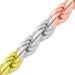 14k Tri-color Solid Gold Rope Chain Diamond Cut Italian Necklace 16