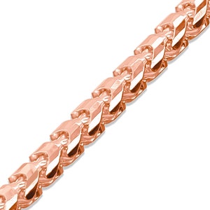 本物の14Kローズゴールドフランコチェーンダイヤモンドカットイタリアンソリッドゴールドネックレス16インチ-30インチ1MM-5MM