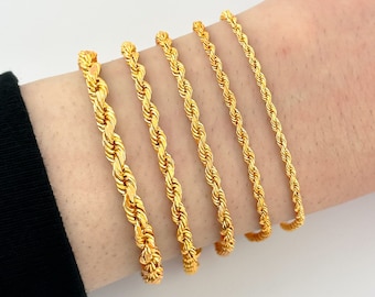 Solid 22k Yellow Gold Rope Bracelet Diamond Cut Italian