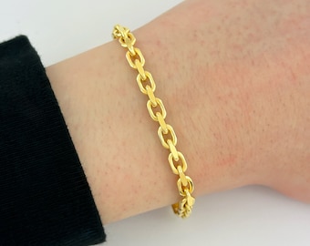Solid 22k Yellow Gold 4mm Heavy Anchor H-Link Bracelet