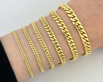 Classic Solid 14k Yellow Gold Miami Cuban Bracelet Real Italian Gold Thick Bracelet Curb Link Bracelet For Him and Her
