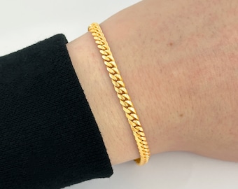 4mm Solid 22k Gold Miami Cuban Link Bracelet Real Italian Gold