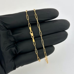 2mm Solid 18k Yellow Gold Paperclip Link Chain Necklace