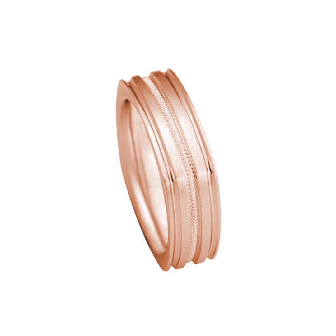 14k Rose Gold Unique Square Shaped Band Ring 7mm Men's Wedding Ring - Etsy