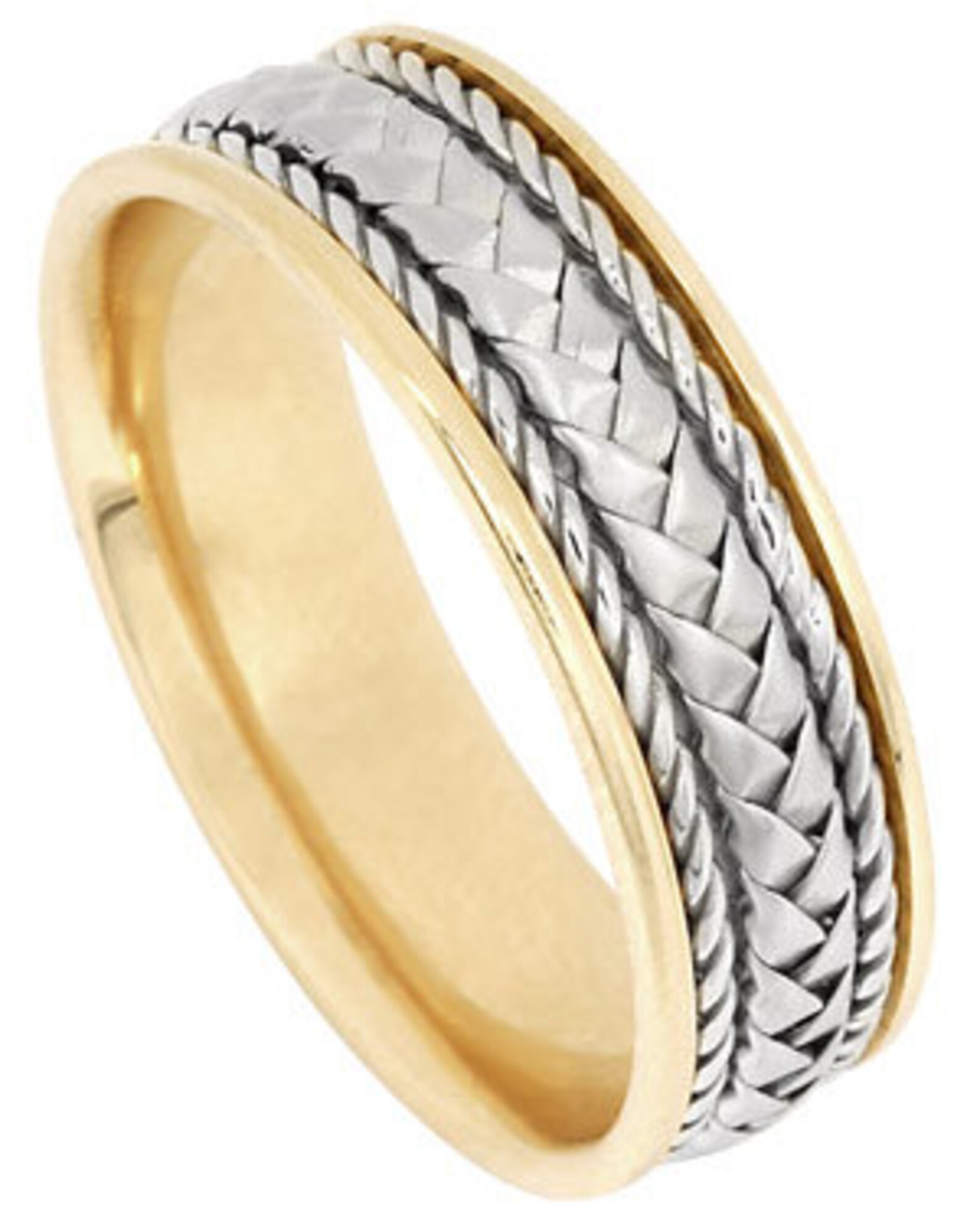 14k 2tone Gold Basket Weave Band Hand Braided Unique Wedding Etsy