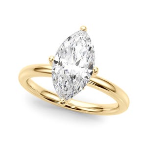 2 Carat Marquise Cut Lab Grown Diamond Hidden Halo Engagement Ring F VS2 IGI Certified Dainty Proposal Ring in 14k Yellow Gold