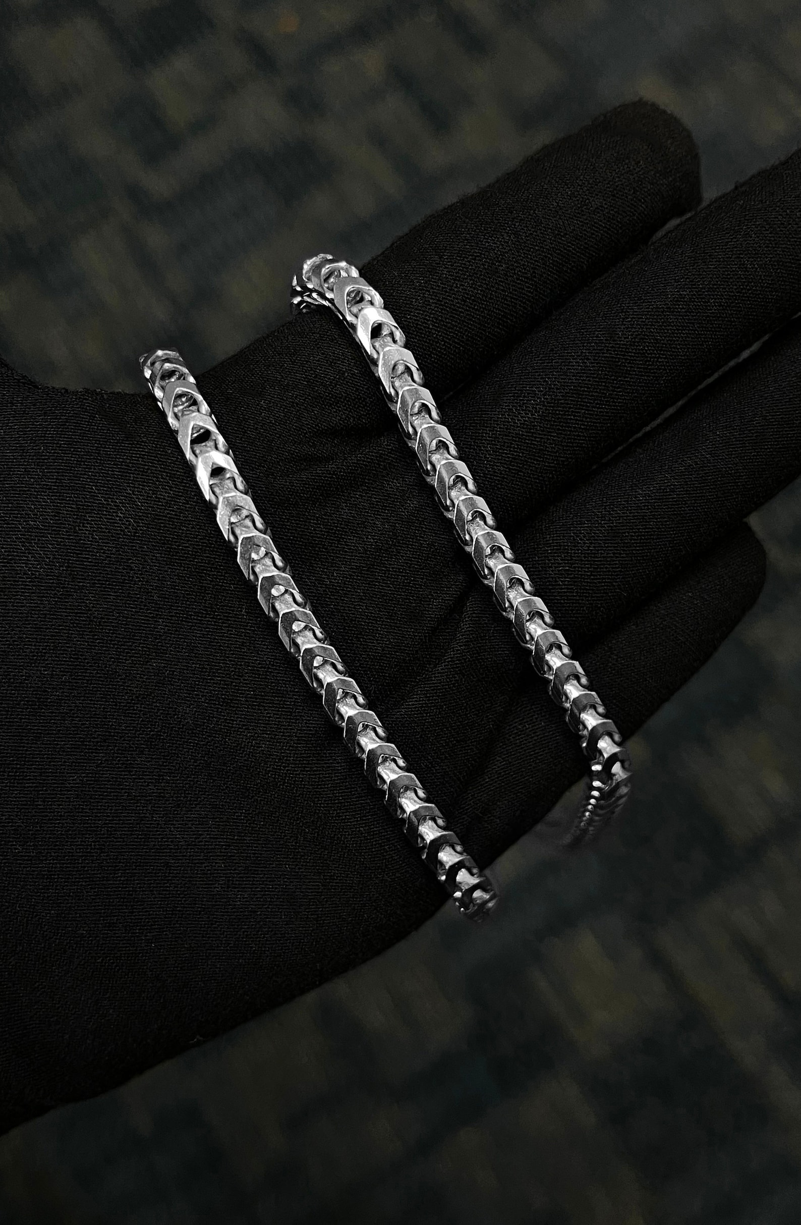 14k White Gold Franco Chain Diamond Cut Italian Gold Necklace Etsy