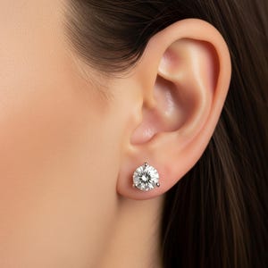 Lab Grown Diamond Stud Earrings 3 Prong Martini 14k Solid Gold Diamond Studs Screw Back VS1 Clarity IGI Certified