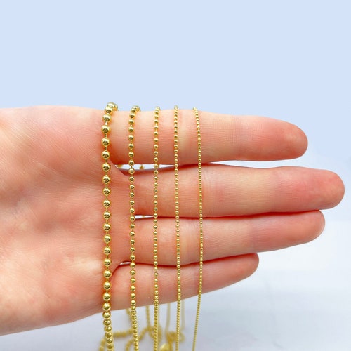 Solid 14k Rose Gold Italian Ball Bead Chain Classic Necklace Etsy