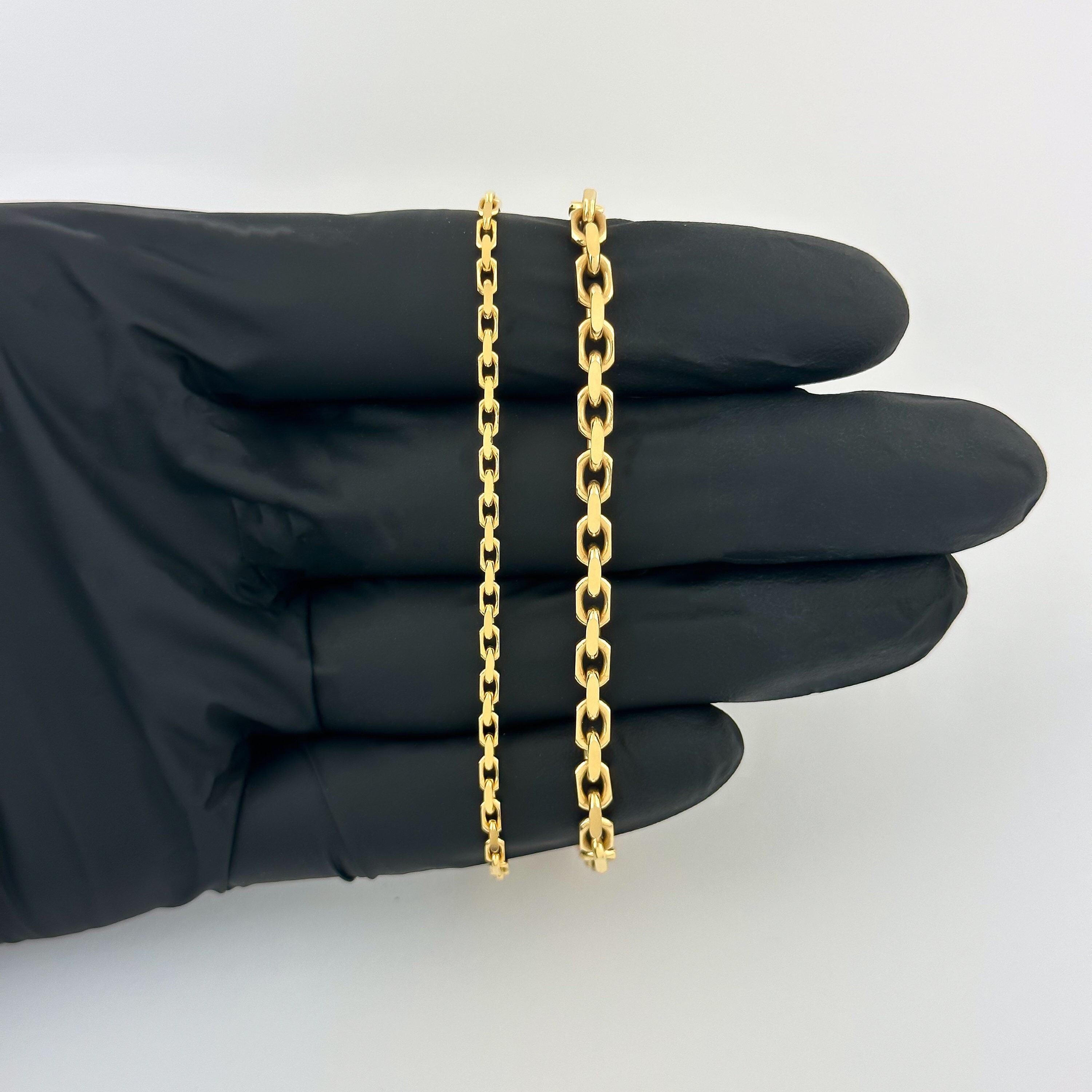 Solid 18k Yellow Gold Heavy Anchor H-Link Chain Necklace