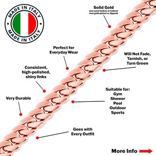 Catena Cubana Uomo Acciaio Inox Placcato Oro 14K – A Maglia Barbazzale, Larghezza 7/9/12 Mm, Lunghezza 55 Cm
