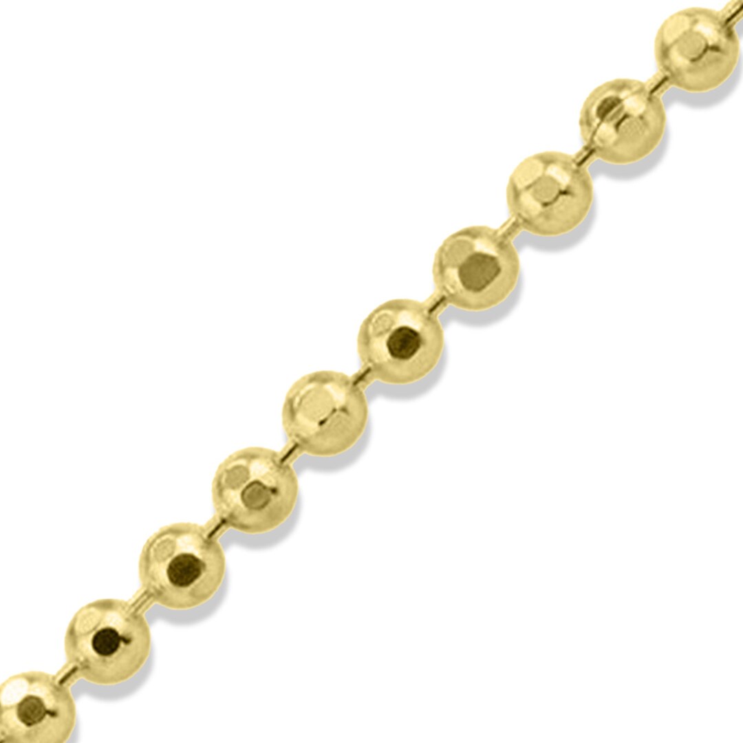 14k Yellow Gold Diamond-Cut Bead Chain (0.90 mm)