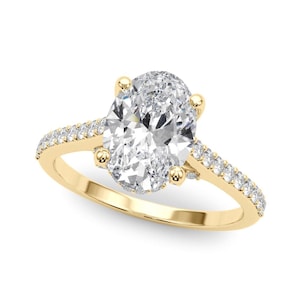 3 Carat Oval Lab Grown VS2 E Diamond Halo Engagement Ring 14k Yellow Gold Hidden Halo IGI Certified