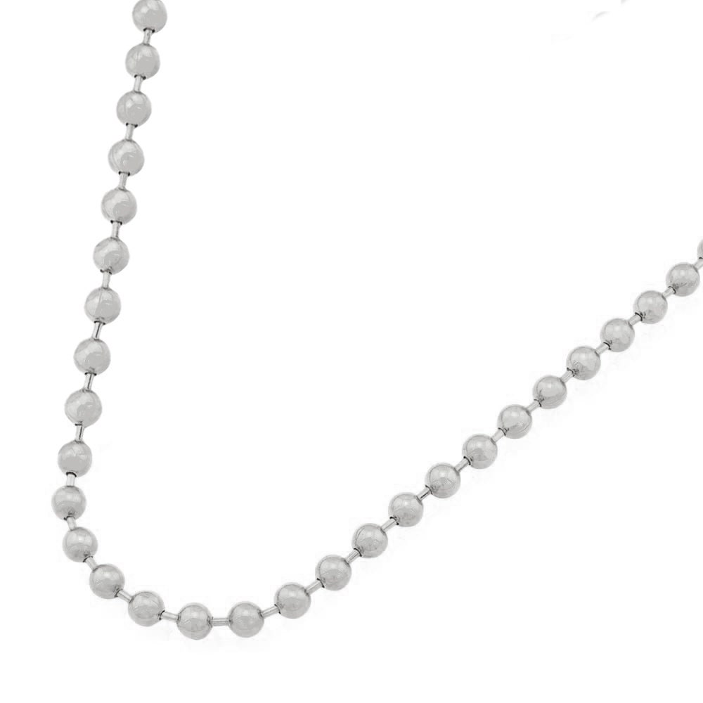 14k White Gold Solid Ball Bead Chain Italian Necklace Etsy