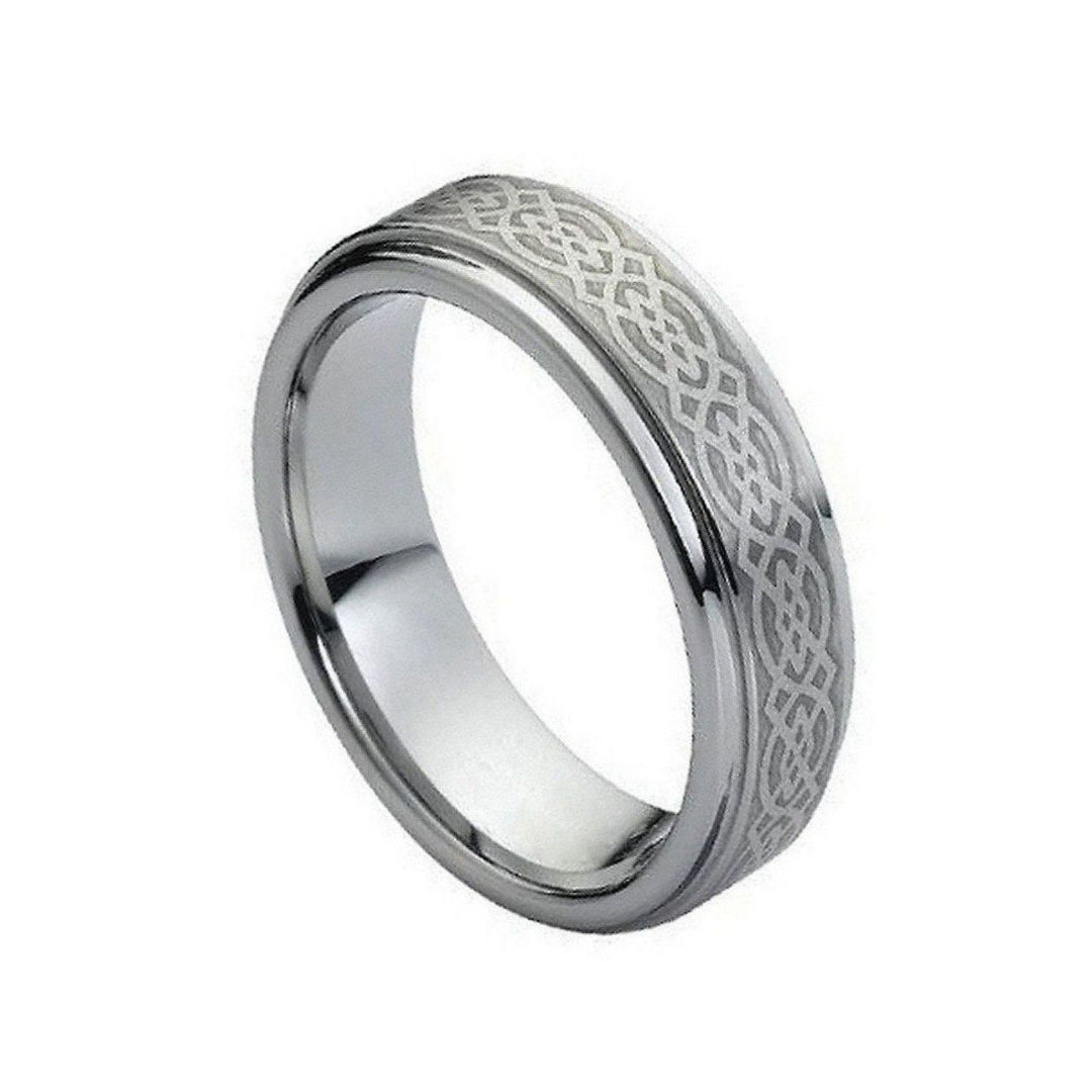 Silver Tungsten Ring Celtic Knot Wedding Band 7mm Brushed Band - Etsy