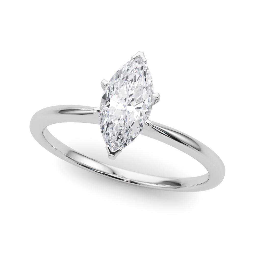 1 Carat Marquise Cut Lab Grown Diamond D VS2 Solitaire Ring Classic Diamond Ring IGI Certified 14k White Gold