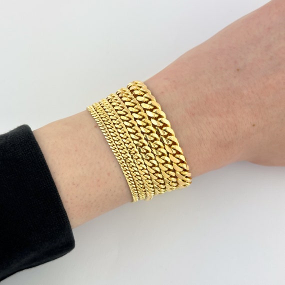 Solid 18k Yellow Gold Miami Cuban Bracelet Real Italian Gold Thick Bracelet Curb Link Bracelet Etsy Australia