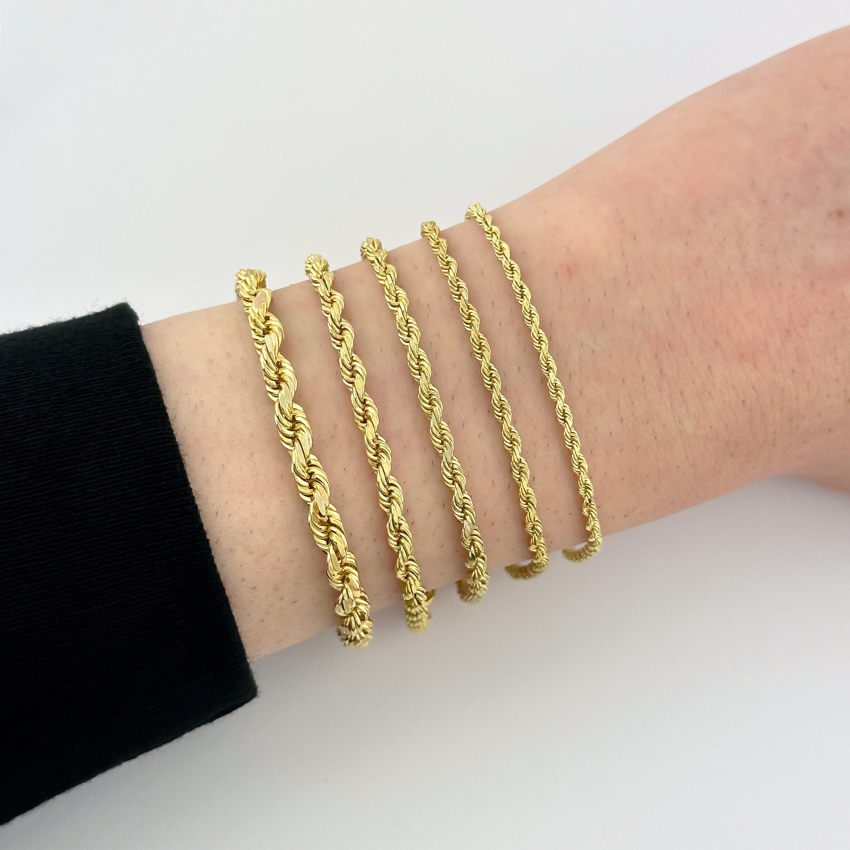 Buy 9mm Gold Rope Chain Bracelet Real 14k Gold Rope Bracelet, Gold Twisted  Bracelet for Womens Dainty Rope Bracelet Online in India - Etsy
