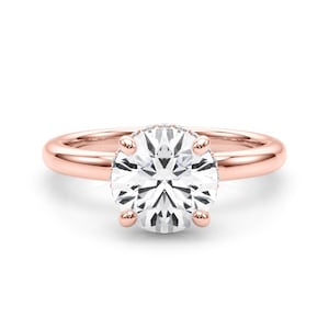 2 Carat Round Diamond Engagement Ring Hidden Halo 14k Rose Gold Lab Grown Diamond E VVS2 IGI Certified
