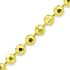 14k Yellow Gold Solid Diamond Cut Ball Bead Chain Italian Necklace 1MM-1.5MM 16&quot;-30&quot; Inches