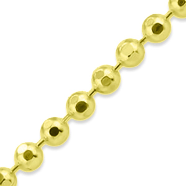 14k Yellow Gold Solid Diamond Cut Ball Bead Chain Italian Necklace 1MM-1.5MM 16"-30" Inches