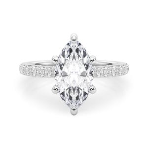 2 Carat Marquise Lab Created Diamond Hidden Halo Engagement Ring F VS2 IGI Certified White Gold Marquise Cut Ring