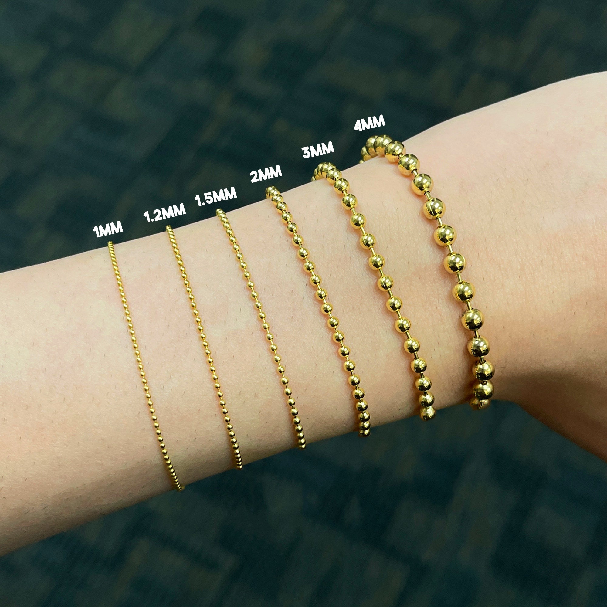 Solid 14k Yellow Gold Ball Bracelet Italian Gold Beaded  display picture 1