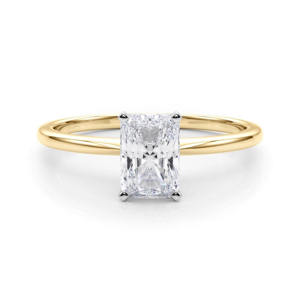 Radiant Cut 1 Carat D VS1 Clarity IGI Certified Elongated Radiant Cut Lab Grown Diamond Solitaire Engagement Ring 14k Yellow Gold