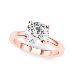 2 Carat E VVS2 Round Brilliant Lab Grown Diamond Engagement Ring 14k Rose Gold Minimalist 4 Prong Solitaire Ring IGI Certified