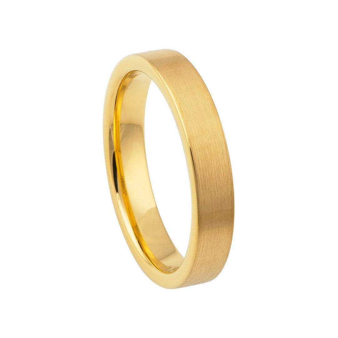 Simple Yellow Gold Ring Plain Gold Flat Wedding Band Plain - Etsy