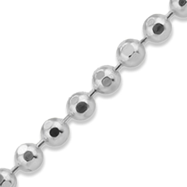 Solid 14k White Gold Diamond Cut Ball Chain Italian Beaded Necklace 16"-30" Inches 1MM-1.5MM