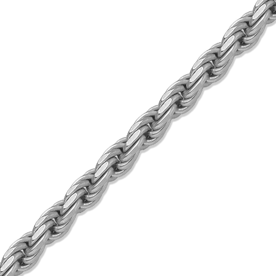 Solid 14k White Gold Rope Chain Diamond Cut Italian Necklace 1630