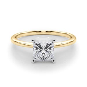 1 Carat Princess Cut Lab Grown Diamond D VS1 Solitaire Ring 4 Prong Ring Classic Diamond Ring IGI Certified 14k Yellow Gold