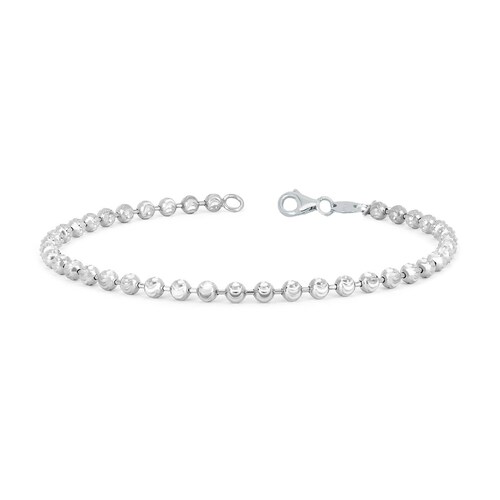 Solid 14k White Gold Italian Bead Bracelet Classic Etsy