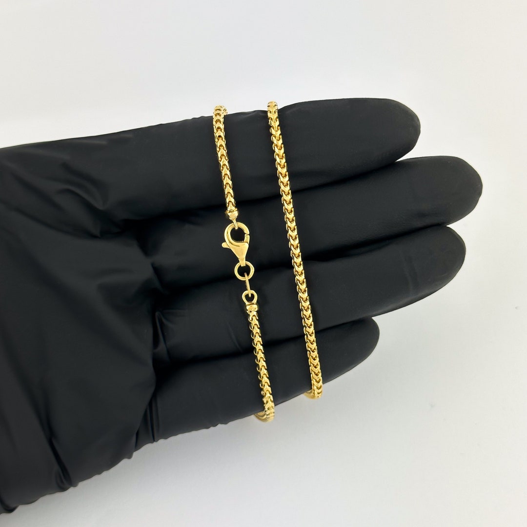 2mm Solid 18k Gold Franco Link Chain Diamond Cut Necklace Real Italian