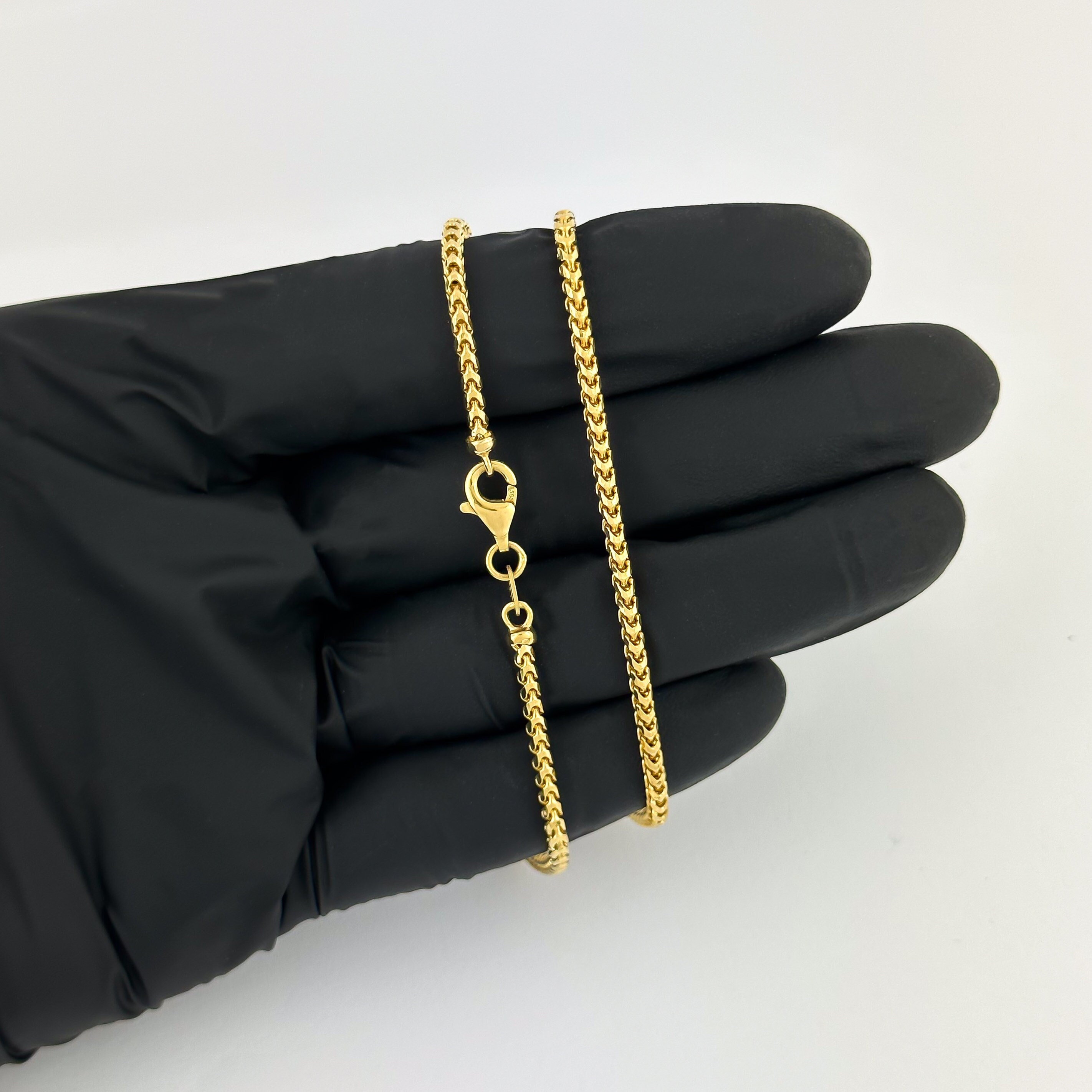 2mm Solid 18k Gold Franco Link Chain Diamond Cut Necklace Real Italian Gold