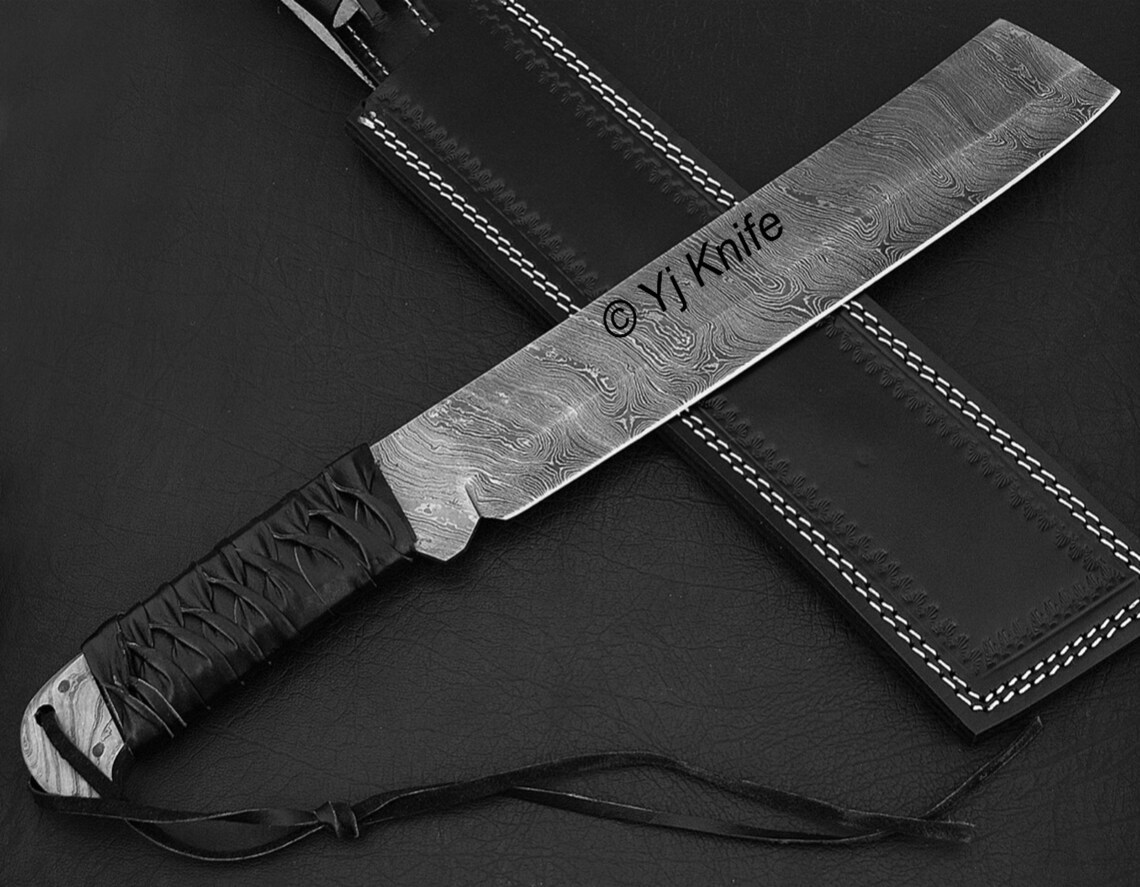 Custom Hand Damascus Steel Machete 17 Inches Viking Etsy