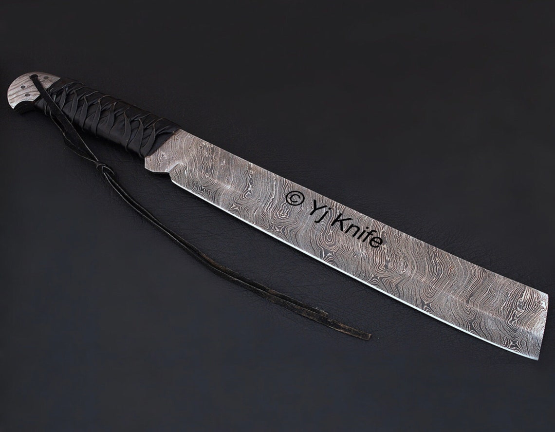 Custom Hand Damascus Steel Machete 17 Inches Viking Etsy