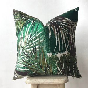 Botanical Print Pillow Cover , Green Farmhouse Decor , Branch Cushion Case , Leaf Pillow Cover Couch , Fern Cushion , Tropical Euro Sham