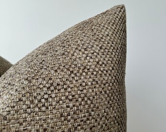 Taupe Throw Pillow Cover , Soft Linen Brown Decorative Lumbar and Euro Sham , Bohemian Pillowcase , Retro Cushion Case , Mink Couch Pillow