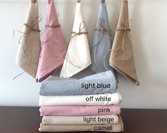 Washed Linen Napkin Various Colors  , Off White Beige Pink Light Blue and Camel Table Napkins, Organic Linen Table Decor , Dinner Napkin
