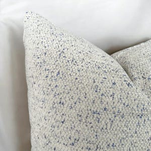 Teal Blue White Textured Throw Pillow Cover , Super Soft Woven Pillowcase , Coastal Cushion , Nautical Euro Sham or Lumbar , Dot Pillow