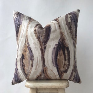 Fodera per cuscino in velluto di cotone viola cammello e nero, federa per cuscino dal design astratto, fodera per cuscino moderna