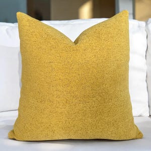 Yellow Textured Throw Pillow Cover , Woven Thick Pillowcase , Coastal Boho Pillow , Housewarming Gift Lumbar and Euro Sham