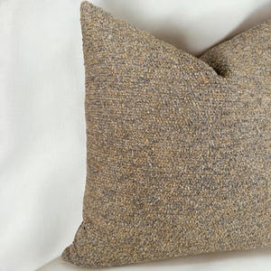 Taupe and Mustard Boucle Throw Pillow Cover , Textured Boho Pillowcase , Soft and Thick Lumbar and Euro Sham , Housewarming Gift