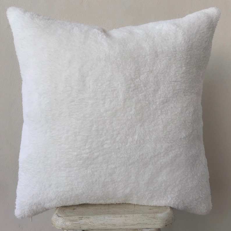 Fluffy White Throw Pillow Cover Super Soft Cushion Case Etsy