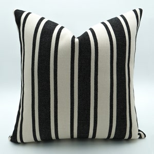 Zwart en licht crème gestreepte sierkussenhoes, neutrale sierkussensloop, decoratieve bankkussensloop 18 x 18, 20 x 20, lendekussen