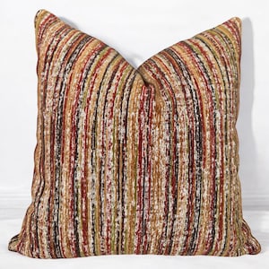 Colorful Striped Throw Pillow Cover , Multicolor Decorative Pillow , Rainbow Stripes Pillow , Red Yellow Orange Green Pillow