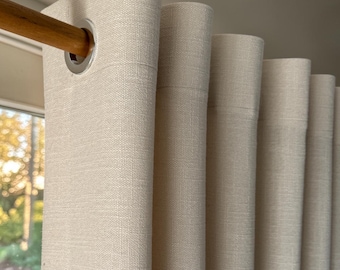 Wide Linen Curtains in 16 Colors , Custom Size Heavy Linen Drapery Panels , Grommet , Rod Pocket  , Back Tab & Hooks ,  Floor Length Curtain